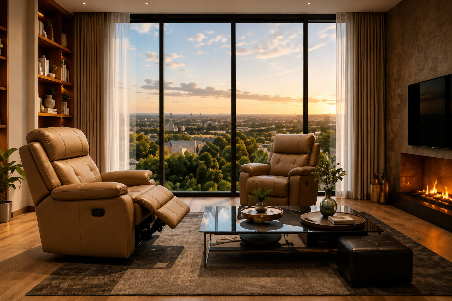 living-room-recliner-in-tan-colour-two-seater